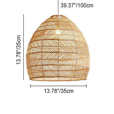 Rattan Weaving 1-Light Dome Pendelleuchte 