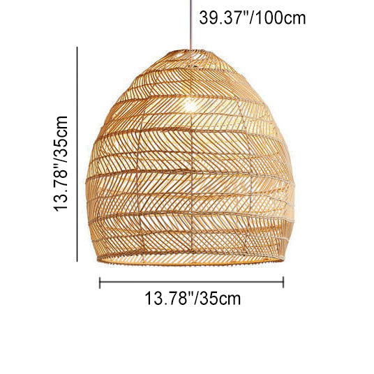 Rattan Weaving 1-Light Dome Pendant Light