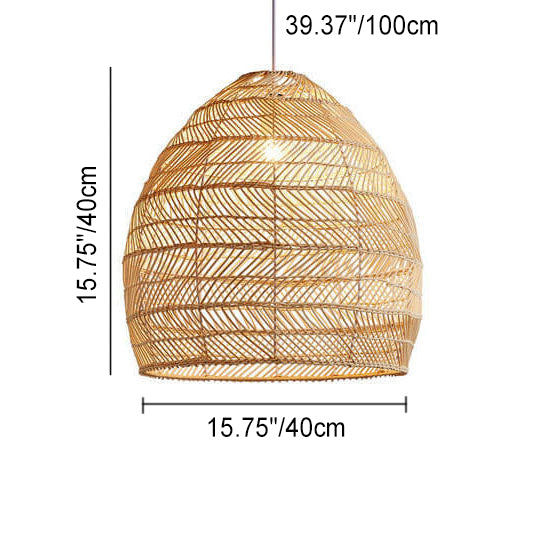 Rattan Weaving 1-Light Dome Pendelleuchte 