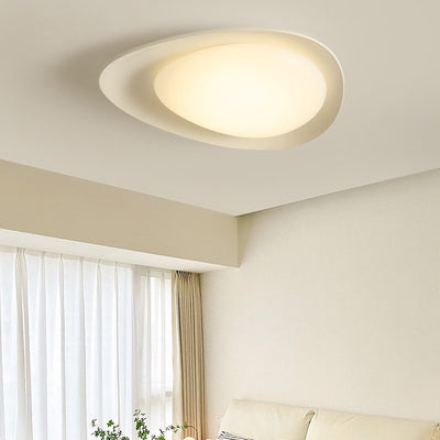 Modern Minimalist Cobblestone Elliptical Resin PE LED Flush Mount Ceiling Light For Bedroom