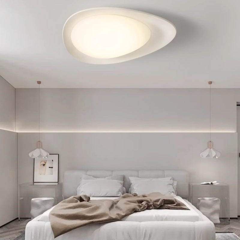 Modern Minimalist Cobblestone Elliptical Resin PE LED Flush Mount Ceiling Light For Bedroom