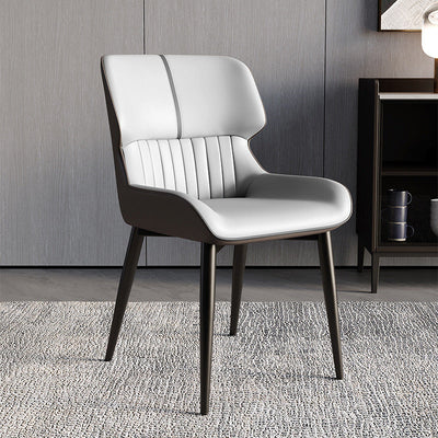 Contemporary Nordic Square Upholstered Curved Backrest Leather Carbon Steel Dining Chair For Dining Room