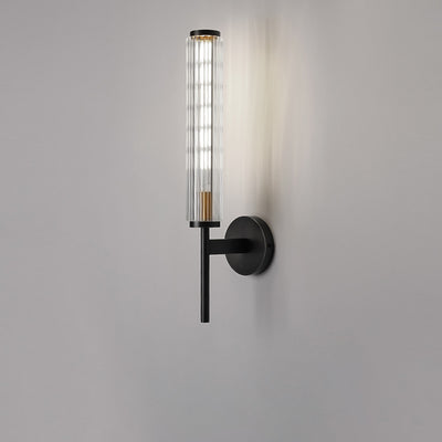 Modern Minimalist All Brass Glass Linear 1-Light Wall Sconce Lamp For Bedroom