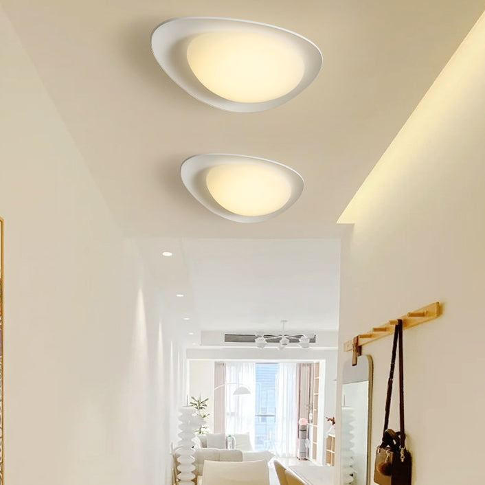 Modern Minimalist Cobblestone Elliptical Resin PE LED Flush Mount Ceiling Light For Bedroom