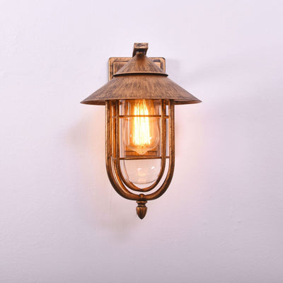 Contemporary Industrial Human Sensing Iron Glass 1-Light Outdoor Wall Sconce Lamp For Garden