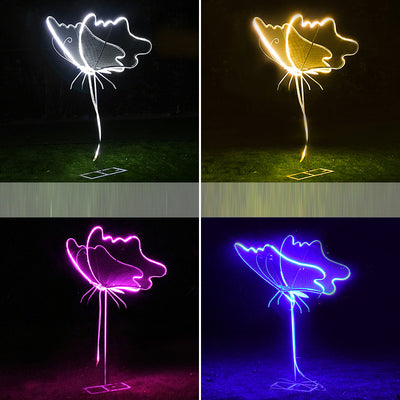 Modern Art Deco Waterproof Fiberglass Butterfly LED Landscape Lighting Outdoor Light For Garden