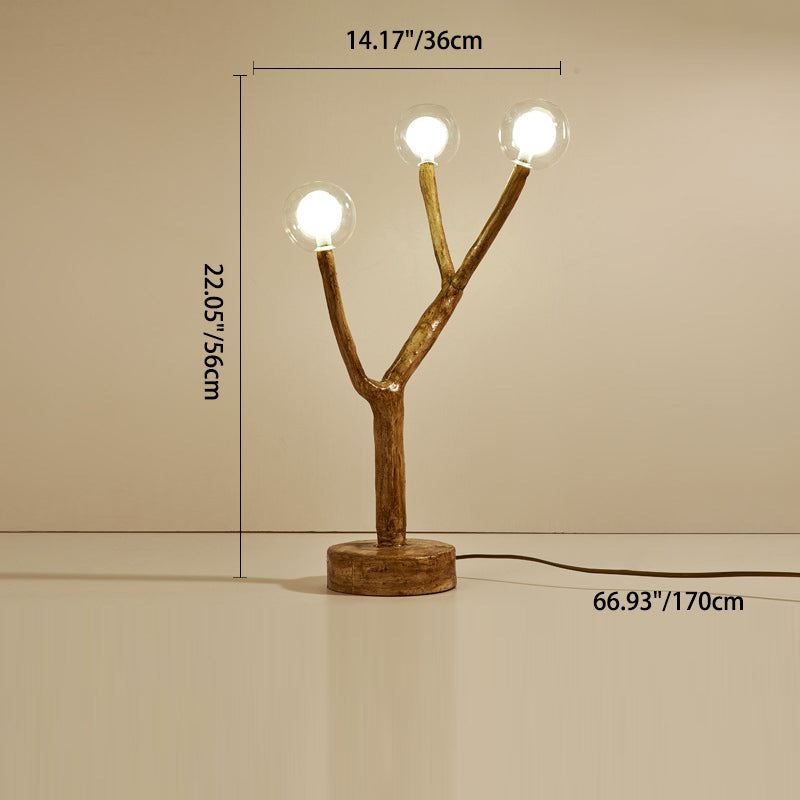 Traditional Japanese Twig Orb Resin Hardware Glass 3/7/8/12/16 Light Table Lamp For Bedroom