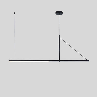 Modern Minimalist Long Strip Aluminum Acrylic LED Island Light Pendant Light For Living Room