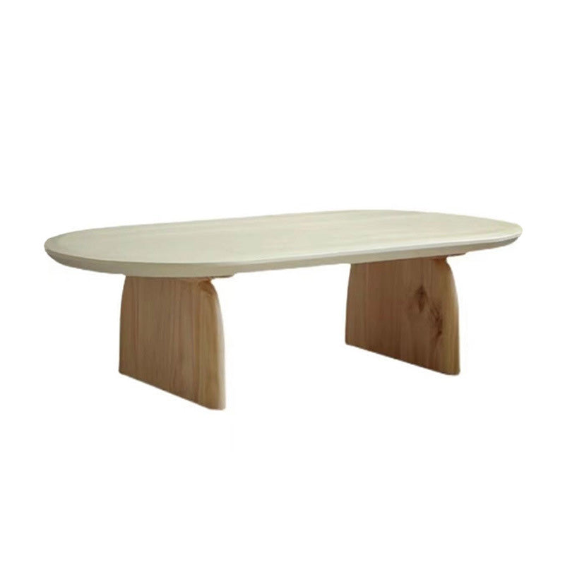 Modern Minimalist Solid Wood Round Edge Rectangular Coffee Table For Living Room