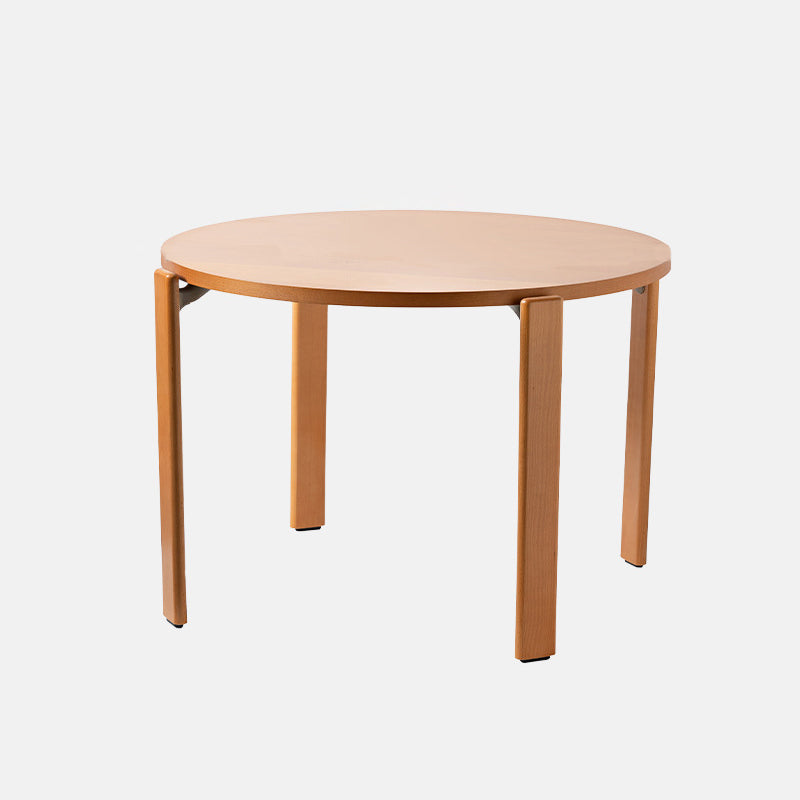 Contemporary Retro Round Wood Poplar Core Panel Dining Table For 2/4 Seats