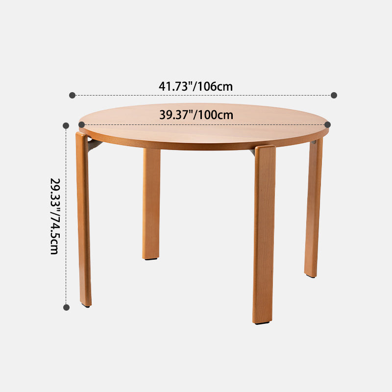 Contemporary Retro Round Wood Poplar Core Panel Dining Table For 2/4 Seats