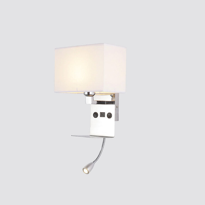 Modern Minimalist Fabric Square Spotlight 2-Light Wall Sconce Lamp For Bedroom