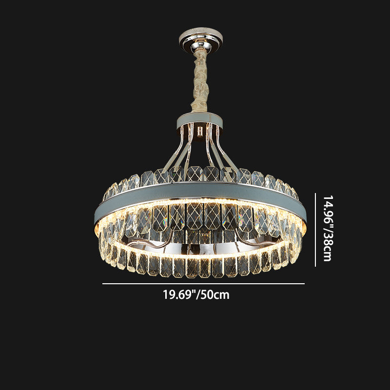 Modern Luxury Crystal Round Leather Crystal LED Chandelier For Bedroom