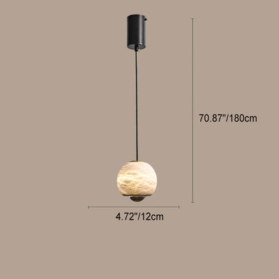 Modern Light Luxury Marble Round Ball Brass LED Pendant Light