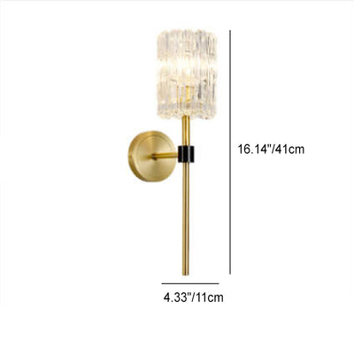 European Luxury Crystal Cylinder Long Pole 1/2 Light Wall Sconce Lamp