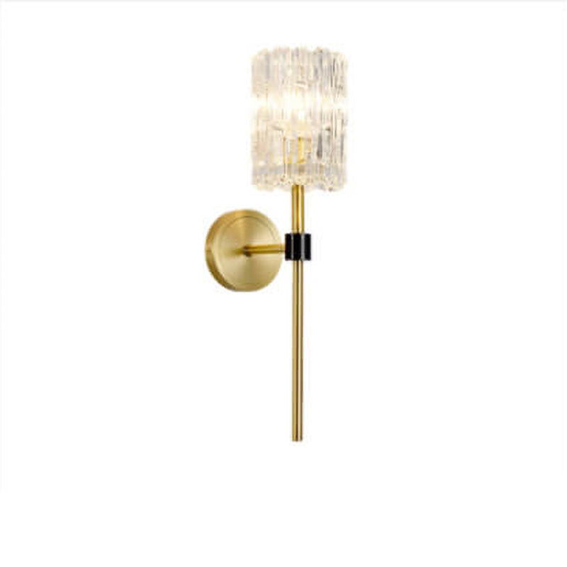 European Luxury Crystal Cylinder Long Pole 1/2 Light Wall Sconce Lamp