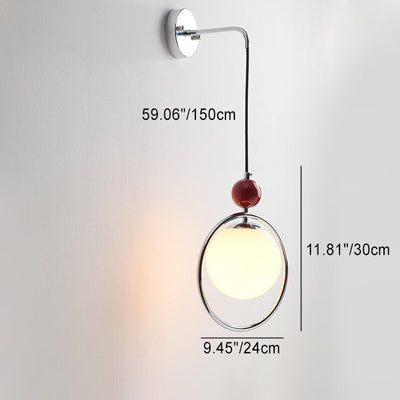 Contemporary Creative Glass Ball Shade Iron Ring 1-Light Pendant Light For Living Room