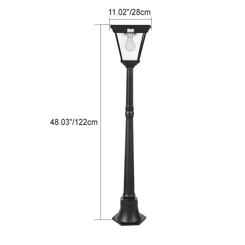 Traditional Chinese Solar Waterproof Aluminum Alloy Glass Cylinder LED Landscape Lighting Outdoor Light For Garden