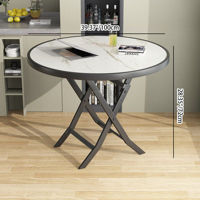 Modern Minimalist Round Marble Metal Dining Table For 4 Seats