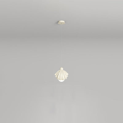 Contemporary Nordic Cream Iron Resin Shell Design 1-Light Pendant Light For Living Room