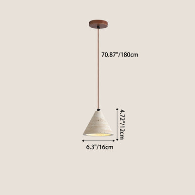 Traditional Japanese Round Table Travertine Walnut 1-Light Pendant Light For Bedroom