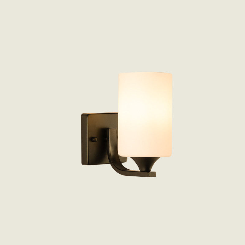 Modern Simplicity Cylinder Iron Glass 1/2 Light Wall Sconce Lamp For Hallway