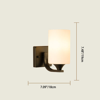 Modern Simplicity Cylinder Iron Glass 1/2 Light Wall Sconce Lamp For Hallway