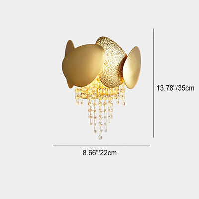 Contemporary Luxury Irregular Oval Piece Iron Crystal 2-Light Wall Sconce Lamp For Living Room