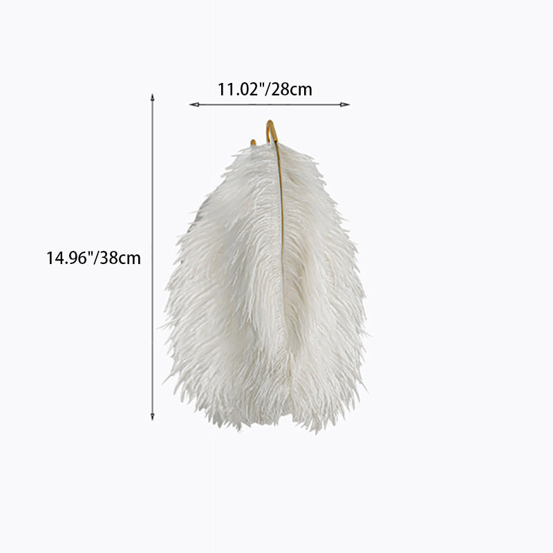 Contemporary Creative Ostrich Feather Design 1-Light Wall Sconce Lamp For Living Room