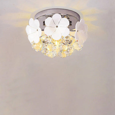 Contemporary Scandinavian Branch Floral Glass Crystal Metal 1/4/6/8/10 Light Flush Mount Ceiling Light For Living Room