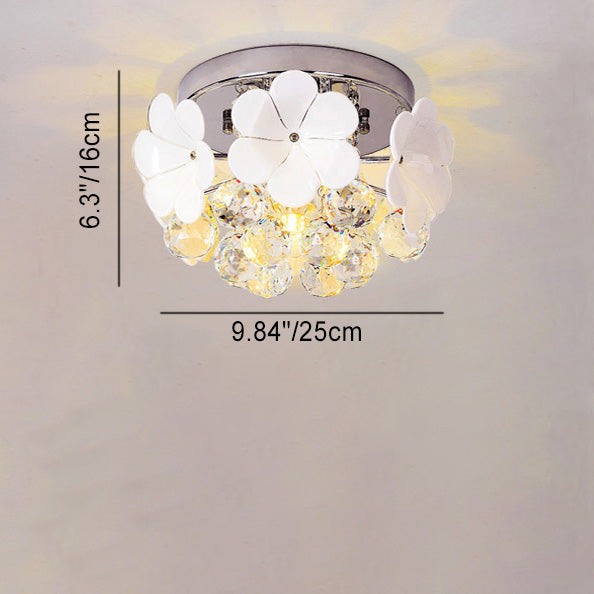 Contemporary Scandinavian Branch Floral Glass Crystal Metal 1/4/6/8/10 Light Flush Mount Ceiling Light For Living Room