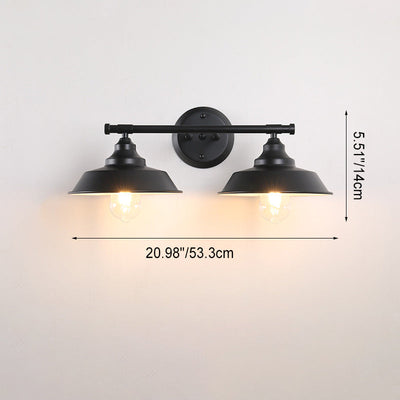 Contemporary Industrial Round Iron 2/3 Light Wall Sconce Lamp For Bathroom