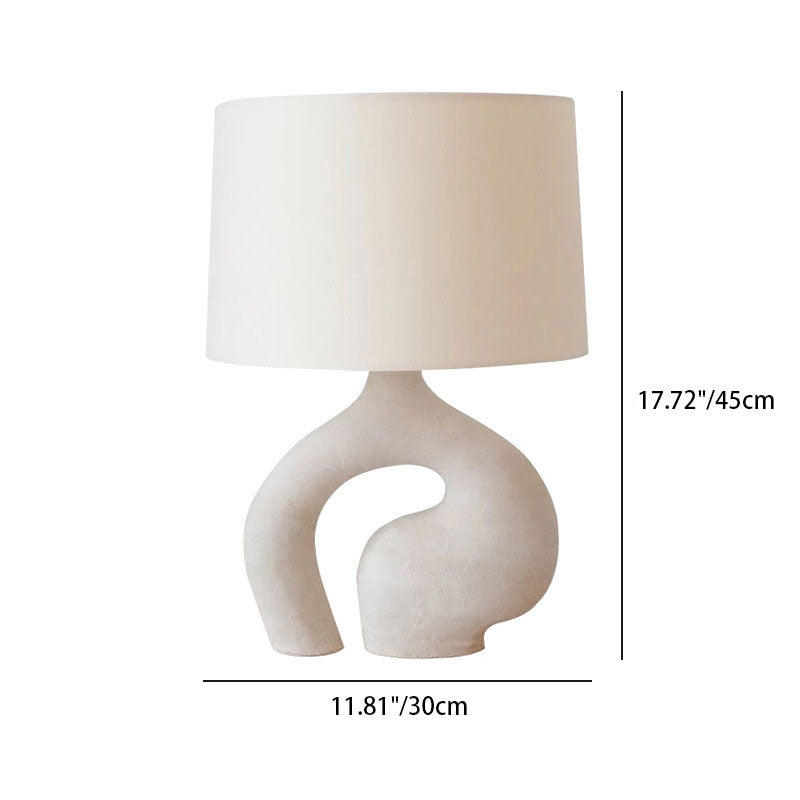 Modern Simplicity Fabric Round Shade Resin Base 1-Light Table Lamp For Home Office