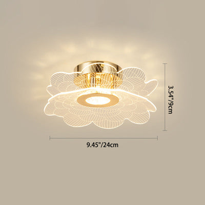 Modern Minimalist Flower Metal Acrylic LED Semi-Flush Mount Ceiling Light For Bedroom