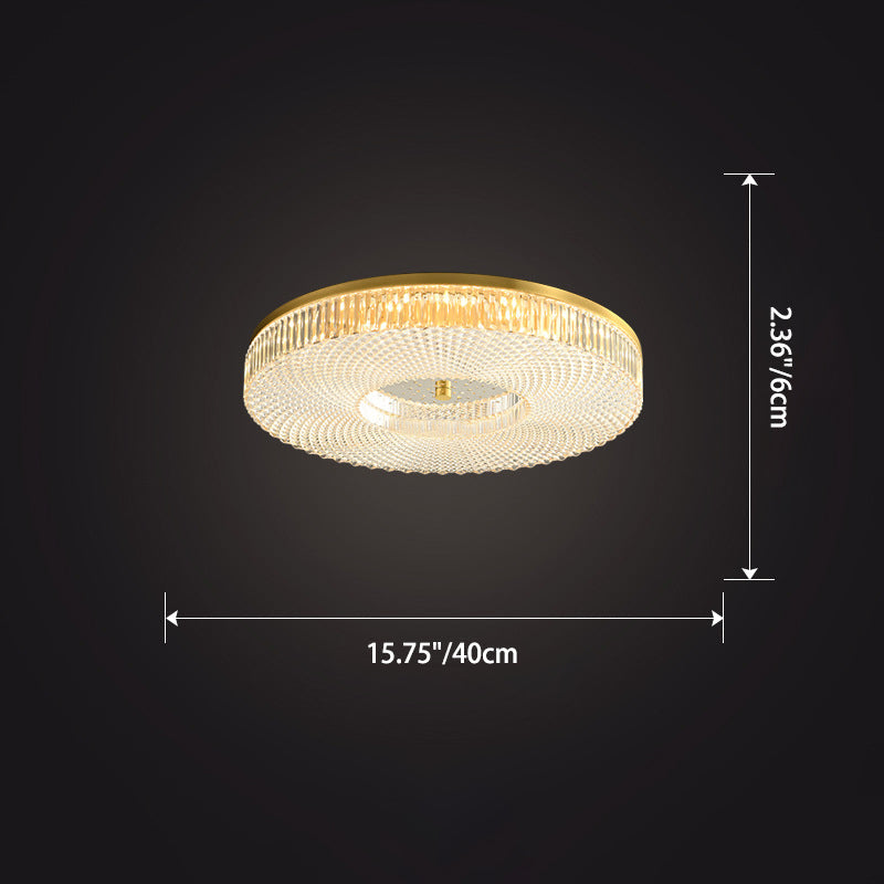 Contemporary Luxury Round Copper Acrylic LED Flush Mount Ceiling Light For Living Room