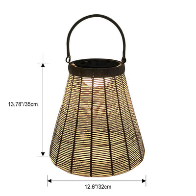 Solar Vintage Weaving Cone Lantern LED Outdoor Garden Landscape Light