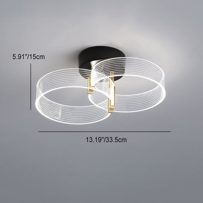 Modern Minimalist Multi Round Aluminum Acrylic LED Semi-Flush Mount Ceiling Light For Living Room