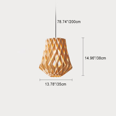 Modern Minimalist Round Diamond Solid Wood Skeleton 1-Light Pendant Light For Living Room