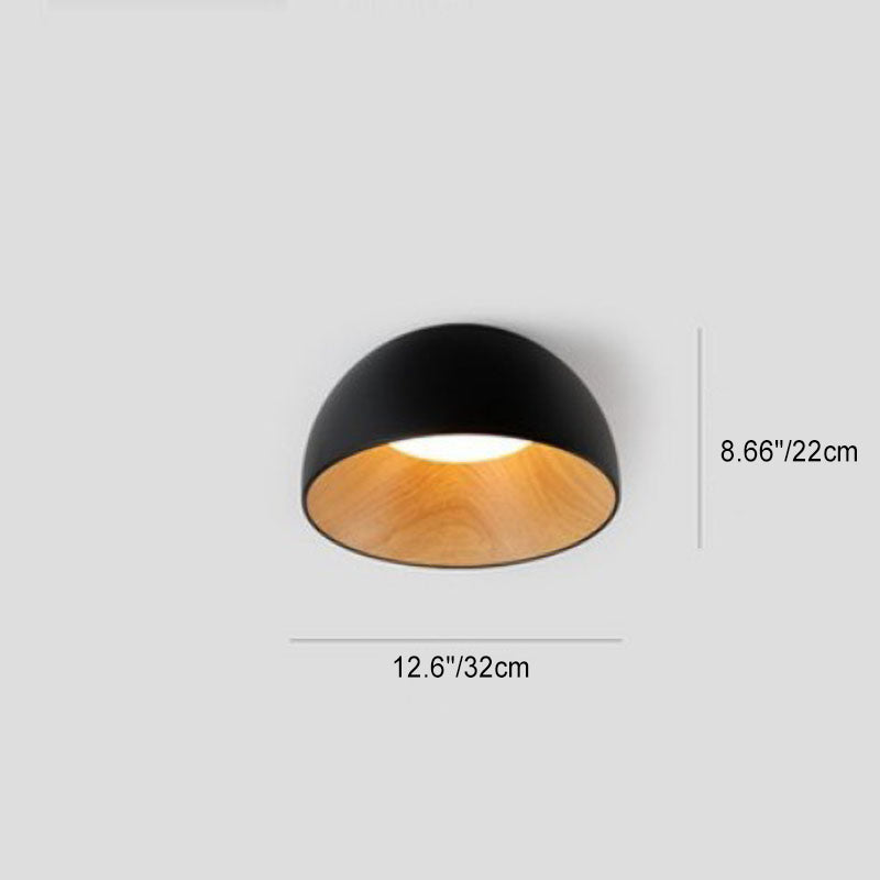 Minimalist Wooden Bowl Iron LED Flush Mount Ceiling Light