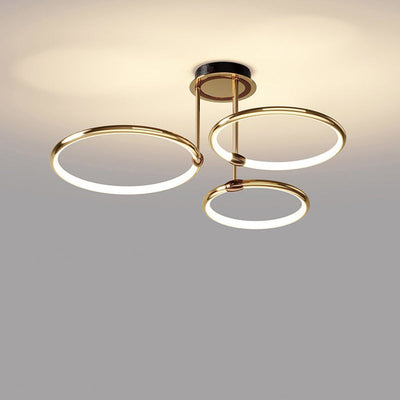 Contemporary Luxury Circle Combo Design LED Semi-Flush Mount Ceiling Light For Bedroom