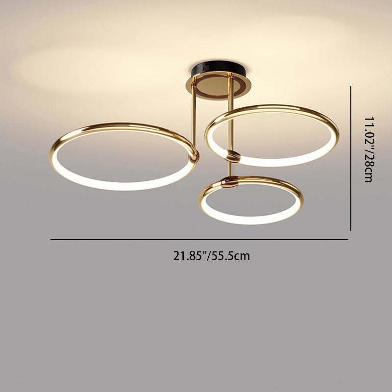 Contemporary Luxury Circle Combo Design LED Semi-Flush Mount Ceiling Light For Bedroom