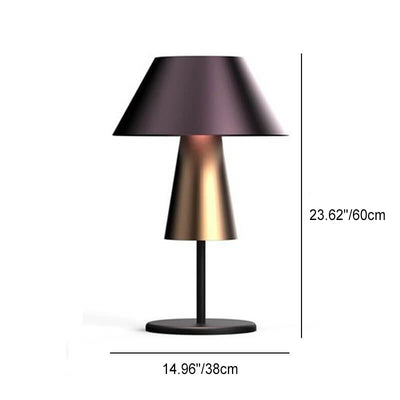 Modern Light Luxury Fabric Drum Metal Cone 1-Light Table Lamp