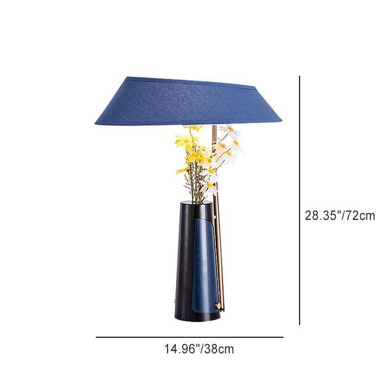 Contemporary Creative Cylinder Vase Base Hardware Fabric 1-Light Table Lamp For Living Room