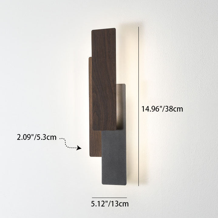 Modern Simple Wood Grain Geometric Rectangle LED Wall Sconce Lamp