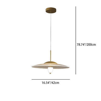 Contemporary Scandinavian Round Flying Saucer Acrylic Metal LED Pendant Light For Dining Room