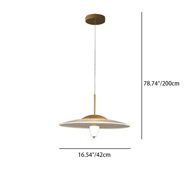 Contemporary Scandinavian Round Flying Saucer Acrylic Metal LED Pendant Light For Dining Room