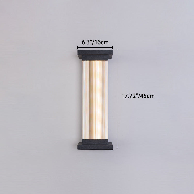 Modern Minimalist Waterproof Striped Rectangle Stainless Steel Acrylic Wall Sconce Lamp For Outdoor Patio