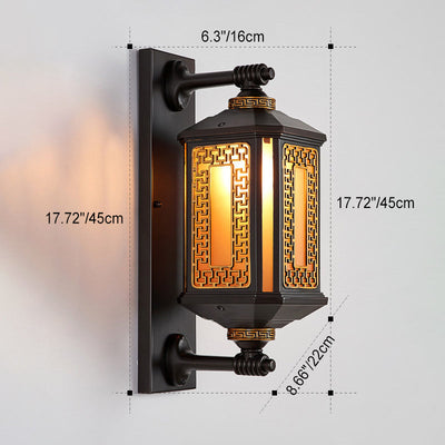 Traditional Chinese Waterproof Aluminum Glass Cylinder 1/2 Light Wall Sconce Lamp For Outdoor Patio