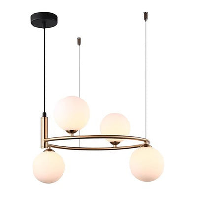 Modern Mid-Century Iron Spherical Glass Shade 4/6-Light Chandelier For Living Room