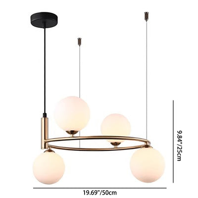 Modern Mid-Century Iron Spherical Glass Shade 4/6-Light Chandelier For Living Room